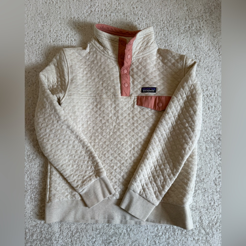 Patagonia Pink and Cream Quilted Pullover